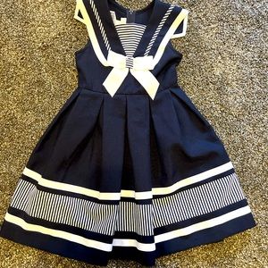 Bonnie Jean sailor dress, navy blue and white size 6